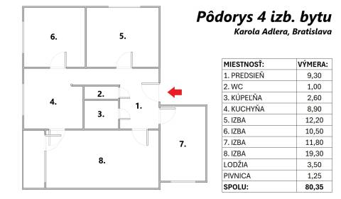 Kaufen 4-Zimmer-Wohnung, 4-Zimmer-Wohnung, Karola Adlera, Bratislava -